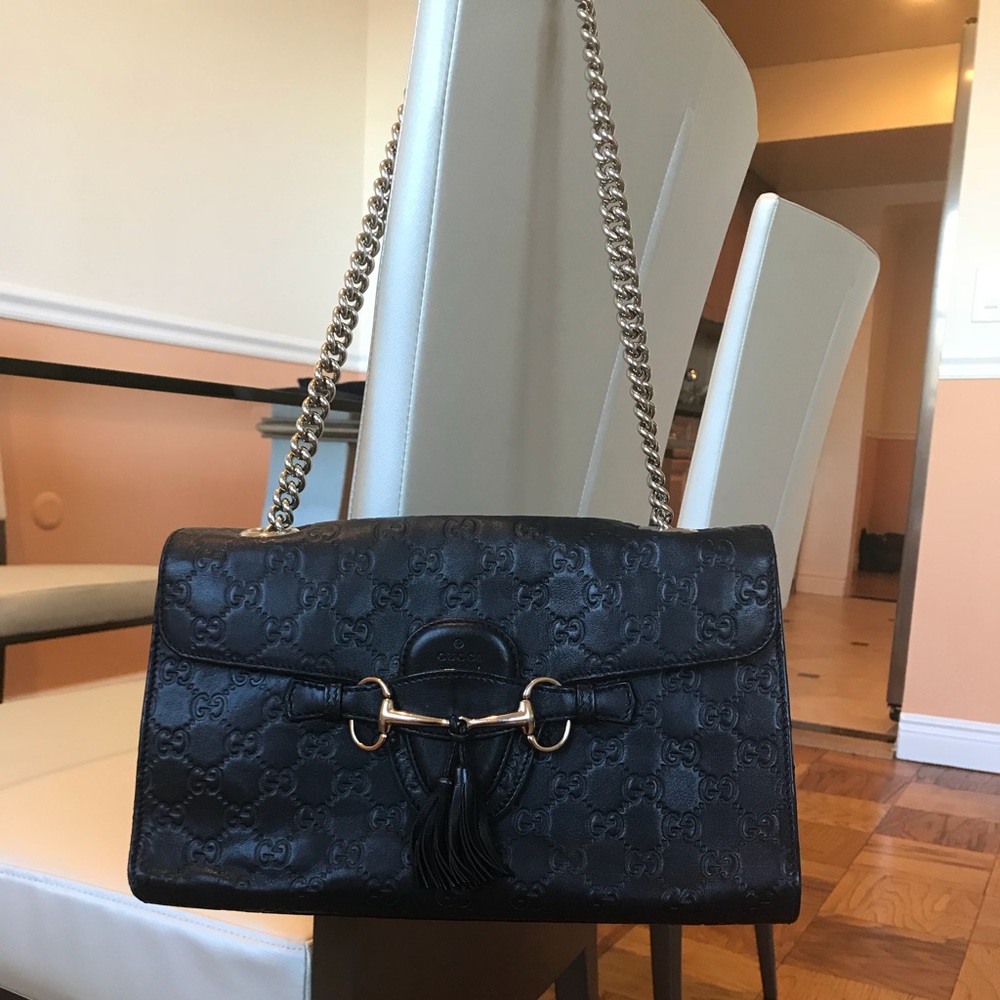 Matte black Gucci bag leather authentic